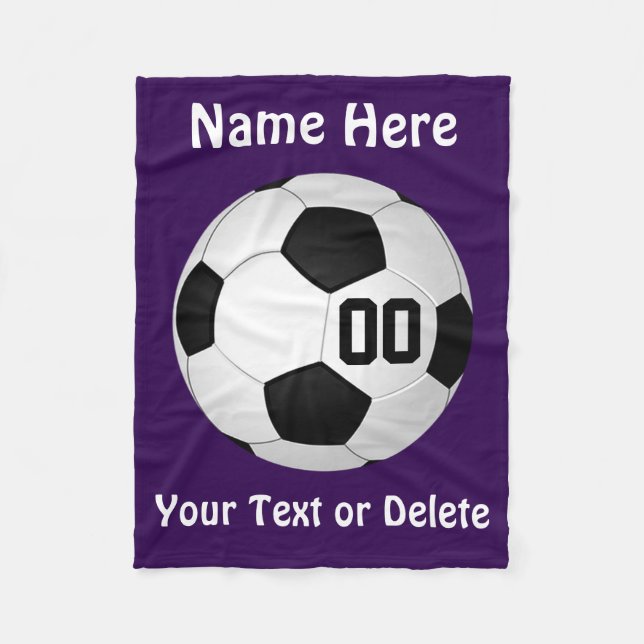 Personalised Purple Soccer Fleece Blanket (Front)