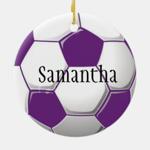 Personalised Purple Soccer Ornament