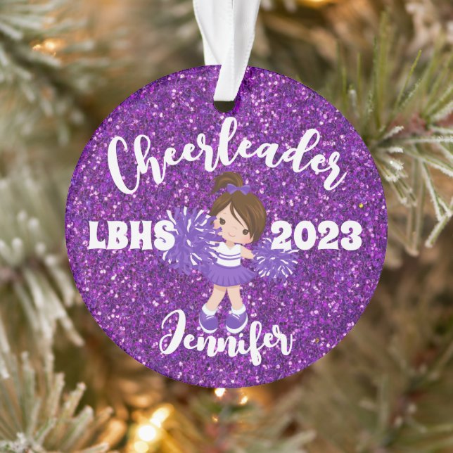 Personalised Purple Sparkle Cheerleading Ornament  (Tree)