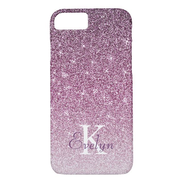 Personalised Purple Sparkle Glitter Monogram Case-Mate iPhone Case (Back)