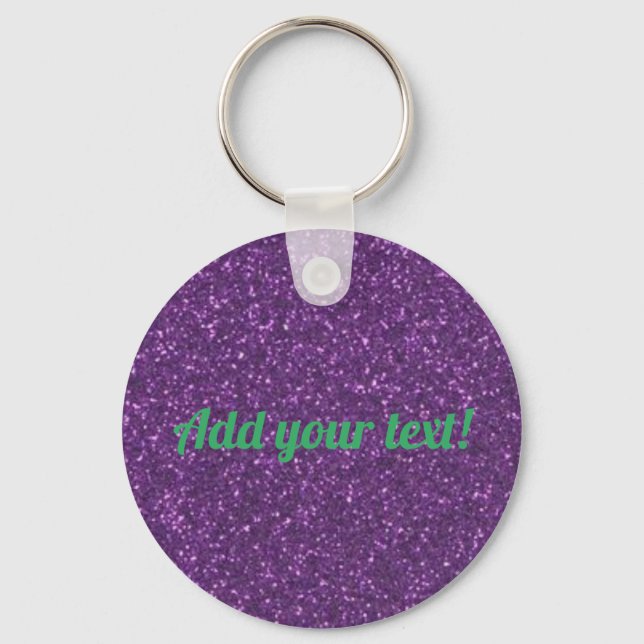 Personalised purple sparkling glitter key ring (Front)