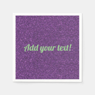 Personalised purple sparkling glitter napkin