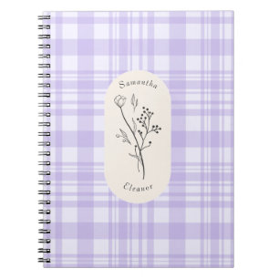 Personalised purple stripe design notebook