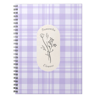 Personalised purple stripe design notebook