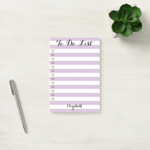 Personalised Purple Striped Checklist To Do List Post-it Notes