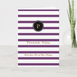 Personalised Purple Striped Monogram Thank You