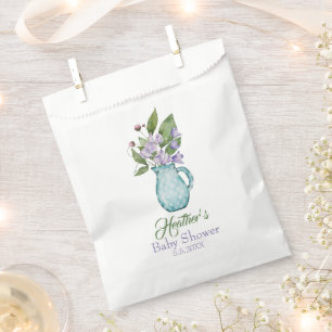 Personalised Purple Sweet Pea Flowers Baby Shower Favour Bags