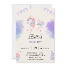 Personalised Purple Unicorn Birthday Invitation