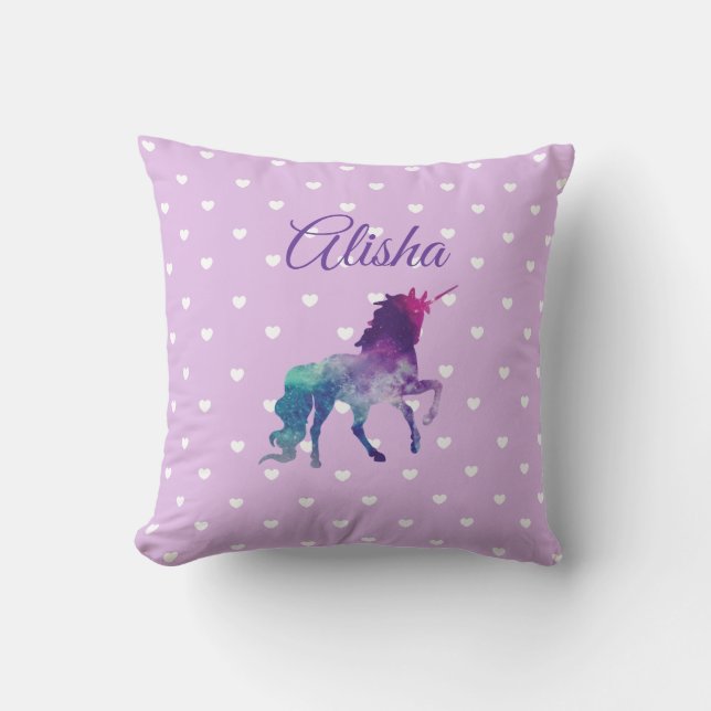 Personalised Purple Unicorn Pillow for Little Girl (Front)