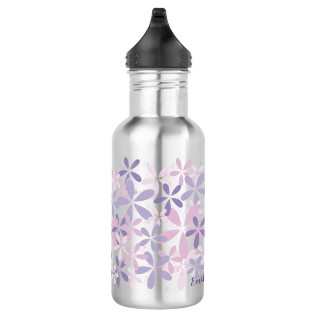 Personalised Purple Violet Daisy 532 Ml Water Bottle (Right)