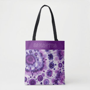 Personalised Purple Violet Pink Batik Art Pattern Tote Bag