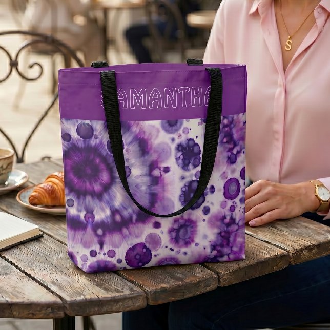 Personalised Purple Violet Pink Batik Art Pattern Tote Bag (Creator Uploaded)