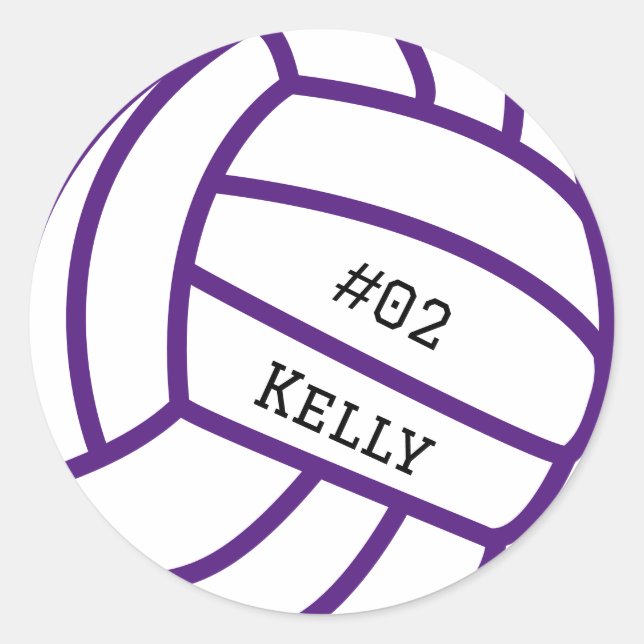 Personalised Purple Volleyball Stickers (Front)