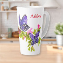 Personalised Purple Watercolor Butterfly & Flowers