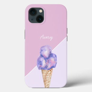 Personalised Purple watercolor Ice cream iPhone 13 Case