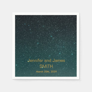 Personalised Purple Wedding Confetti Gold Glitter Napkin
