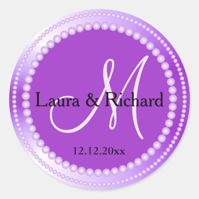 Personalised Purple Wedding Monogram Seals (Front)