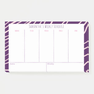 Personalised Purple Weekly Class Schedule Post-it Notes