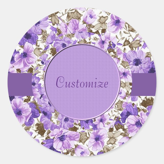 Personalised Purple & White Floral Stickers (Front)