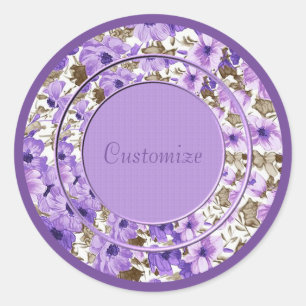 Personalised Purple & White Floral Stickers 2