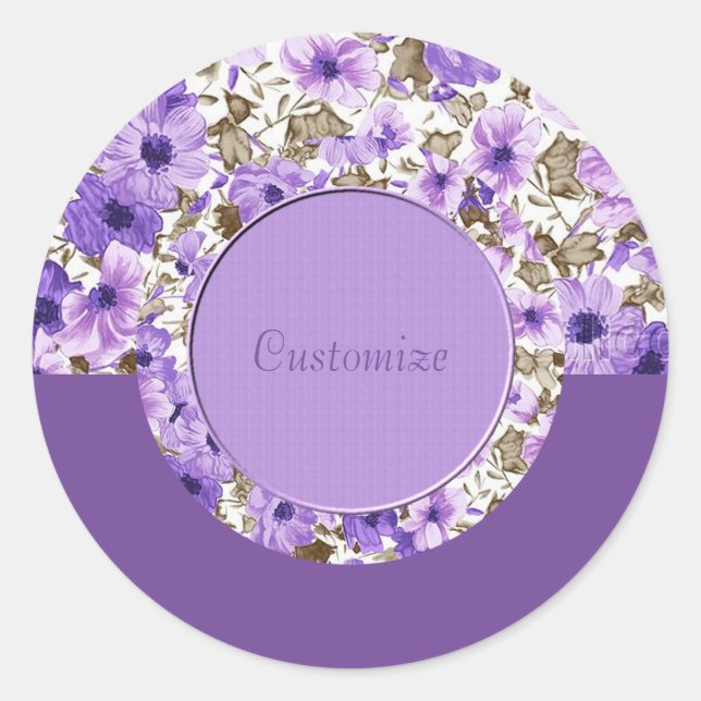 Personalised Purple & White Floral Stickers 3 (Front)