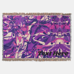 Personalised Purple, White & Pink Paint Splatter Throw Blanket