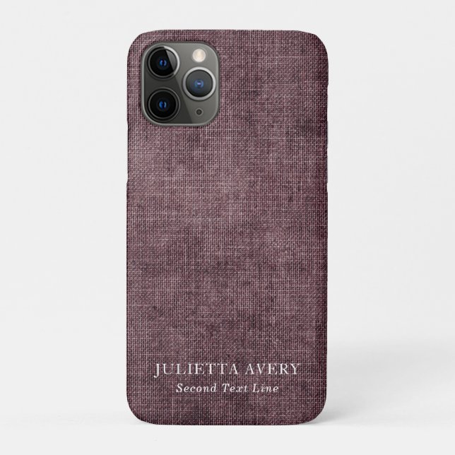 Personalised Purple Wine Rustic Linen Texture Case-Mate iPhone Case (Back)