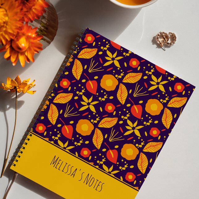 Personalised Purple & Yellow Botanical Pattern Notebook (Creator Uploaded)
