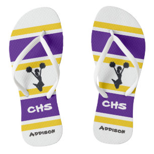 Personalised Purple & Yellow Cheer Flip Flops