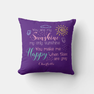 Personalised Purple You Are My Sunshine Cushion