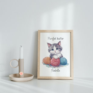 Personalised Purrfect Knitter Cat for Yarn Lovers Poster