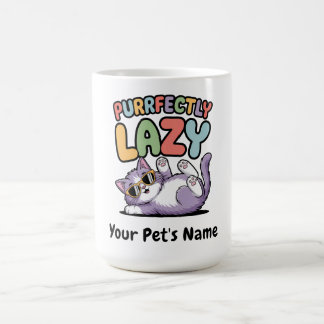 Personalised Purrfectly Lazy Cat Custom Pet Name Coffee Mug