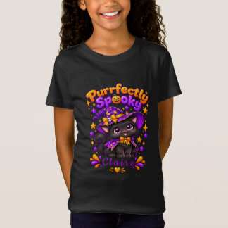 Personalised Purrfectly Spooky Witch Cat Halloween T-Shirt