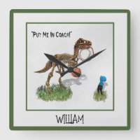 Personalised "Put Me in Coach" Dinosaur Art Square
