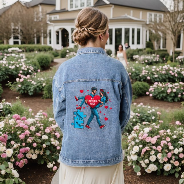 Personalised Puzzle of Love - My Missing Piece Denim Jacket (Wedding Back)