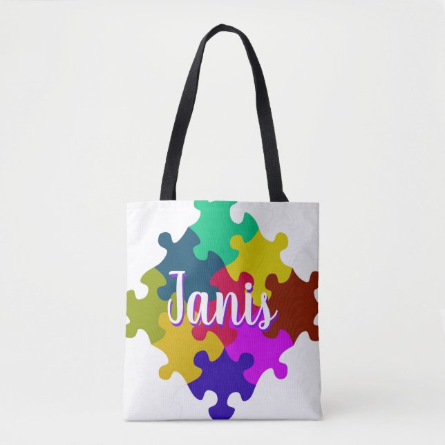 Personalised Puzzle Pieces Tote Bag (Front)