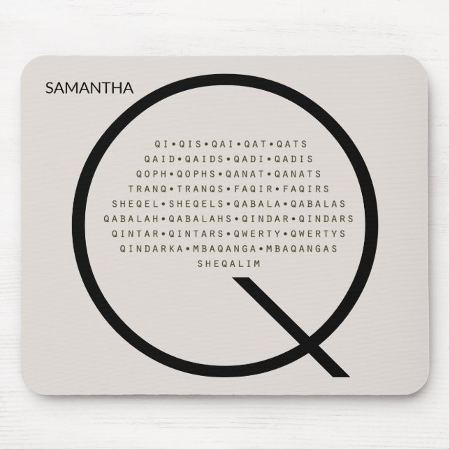 Personalised Q Words With No U American English Mouse Pad (Front)