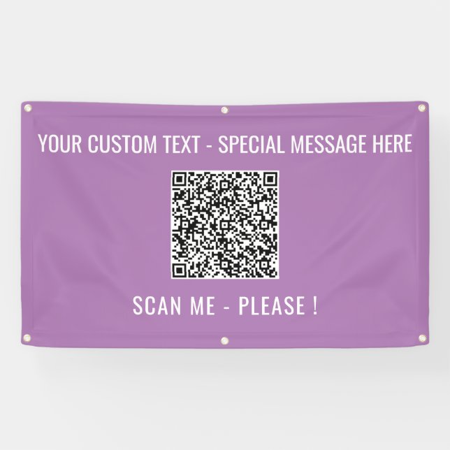 Personalised QR Code Banner Custom Text and Colour (Horizontal)