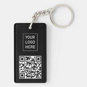 Personalised QR Code Business Card Your Logo Black Key Ring