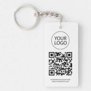 Personalised QR Code Business Card Your Logo white Key Ring