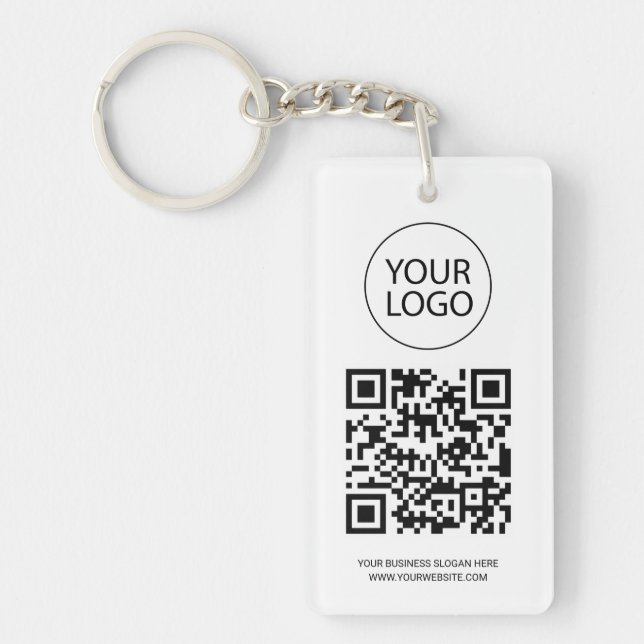 Personalised QR Code Business Card Your Logo white Key Ring (Front)