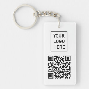 Personalised QR Code Business Card Your Logo white Key Ring