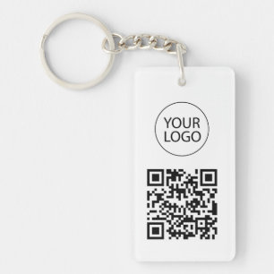 Personalised QR Code Business Card Your Logo white Key Ring