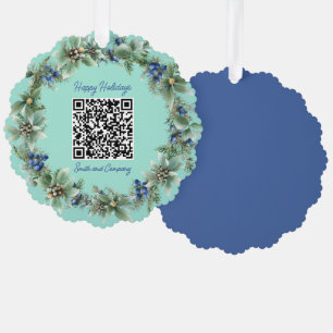 Personalised QR Code Custom URL Happy Holidays Tree Decoration Card