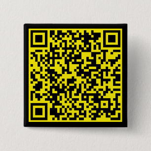 Personalised QR Code Custom URL YellowBlack Square 15 Cm Square Badge