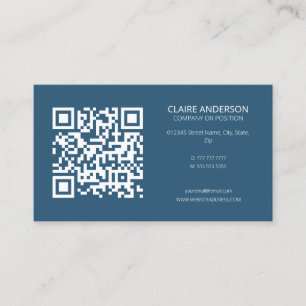 Personalised QR Code Modern Blue Custom Logo Business Card