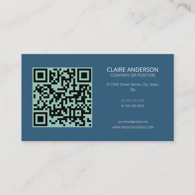Personalised QR Code Modern Blue Custom Logo Business Card (Front)