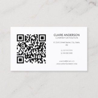 Personalised QR Code Modern White Custom Logo Business Card