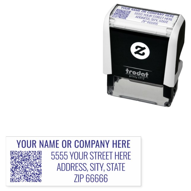 Personalised QR Code Name Address Stamp Template (In Situ)