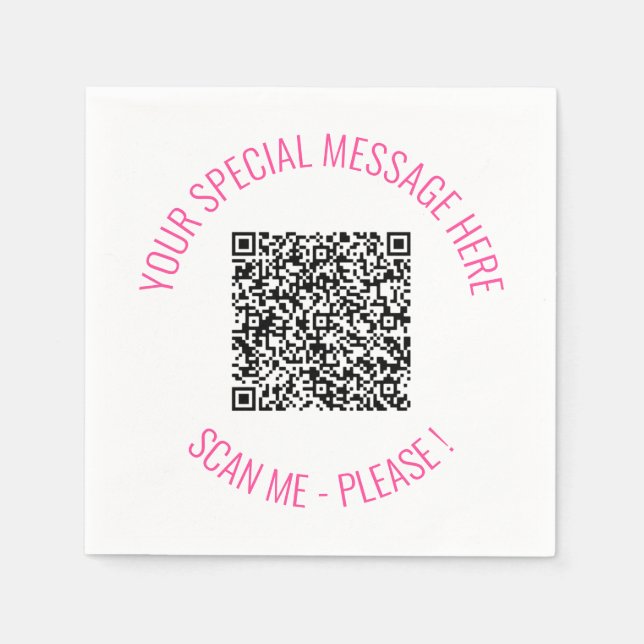 Personalised QR Code Napkins with Custom Text (Front)